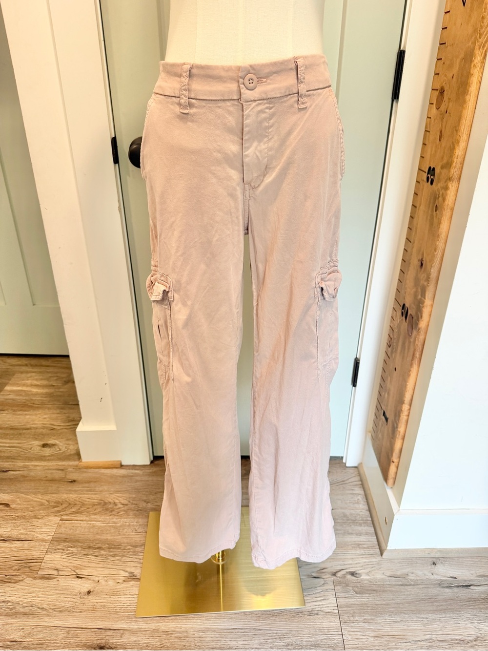American Eagle Midrise Baggy Wide Leg Cargo Pants 0 Blush Pink